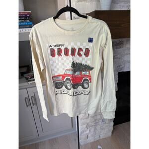 Ford Kids Ivory Dove Holiday Bronco Long Sleeve Pullover Sweatshirt Size XL